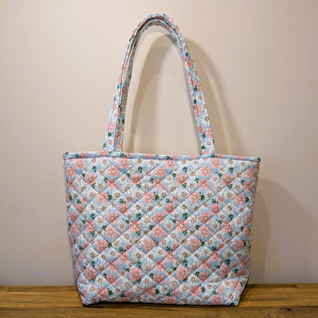 Blue Daisy Quilted Tote Bag