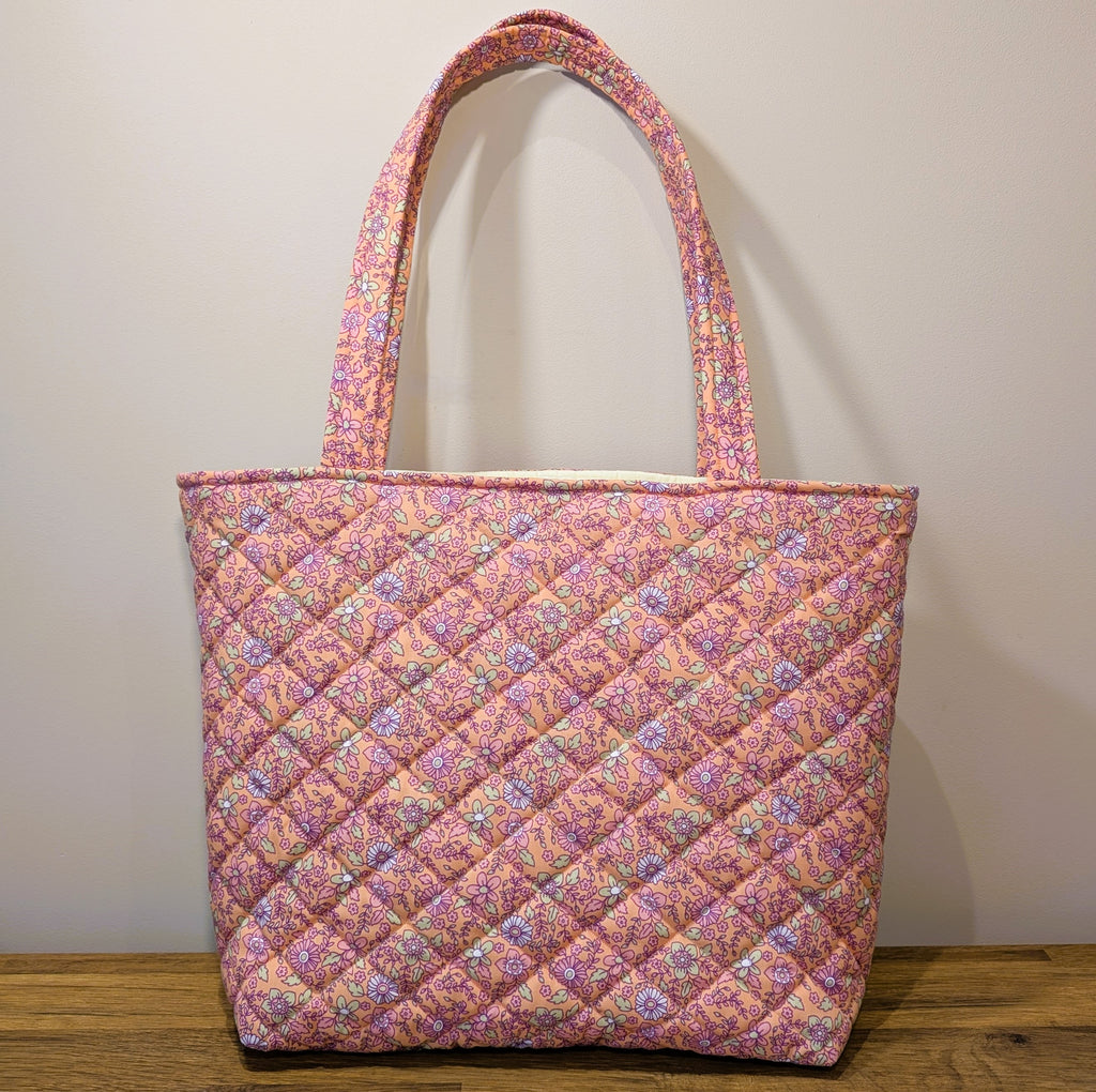 Peach Meadow Quilted Tote Bag