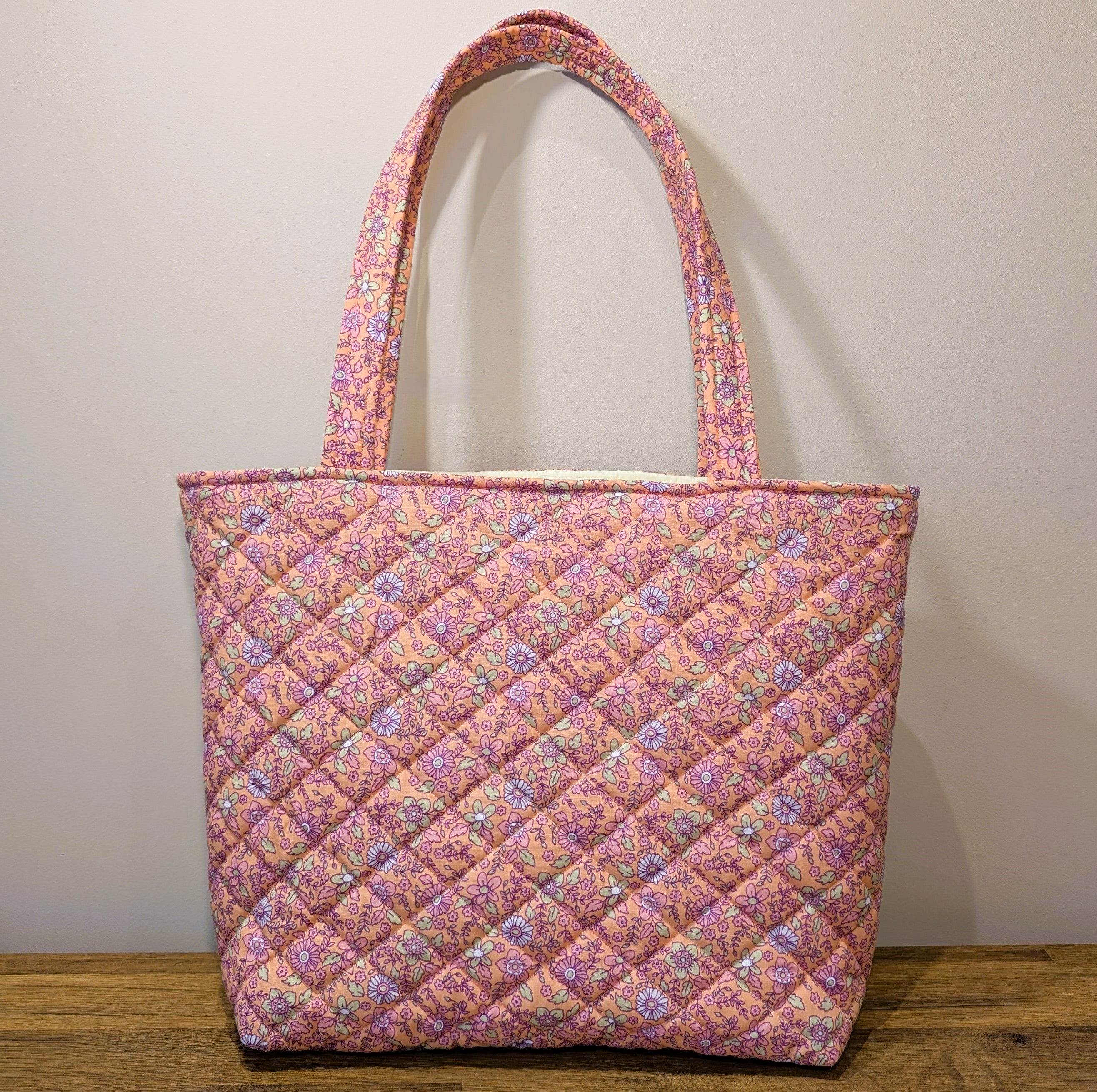 Peach Meadow Quilted Tote Bag