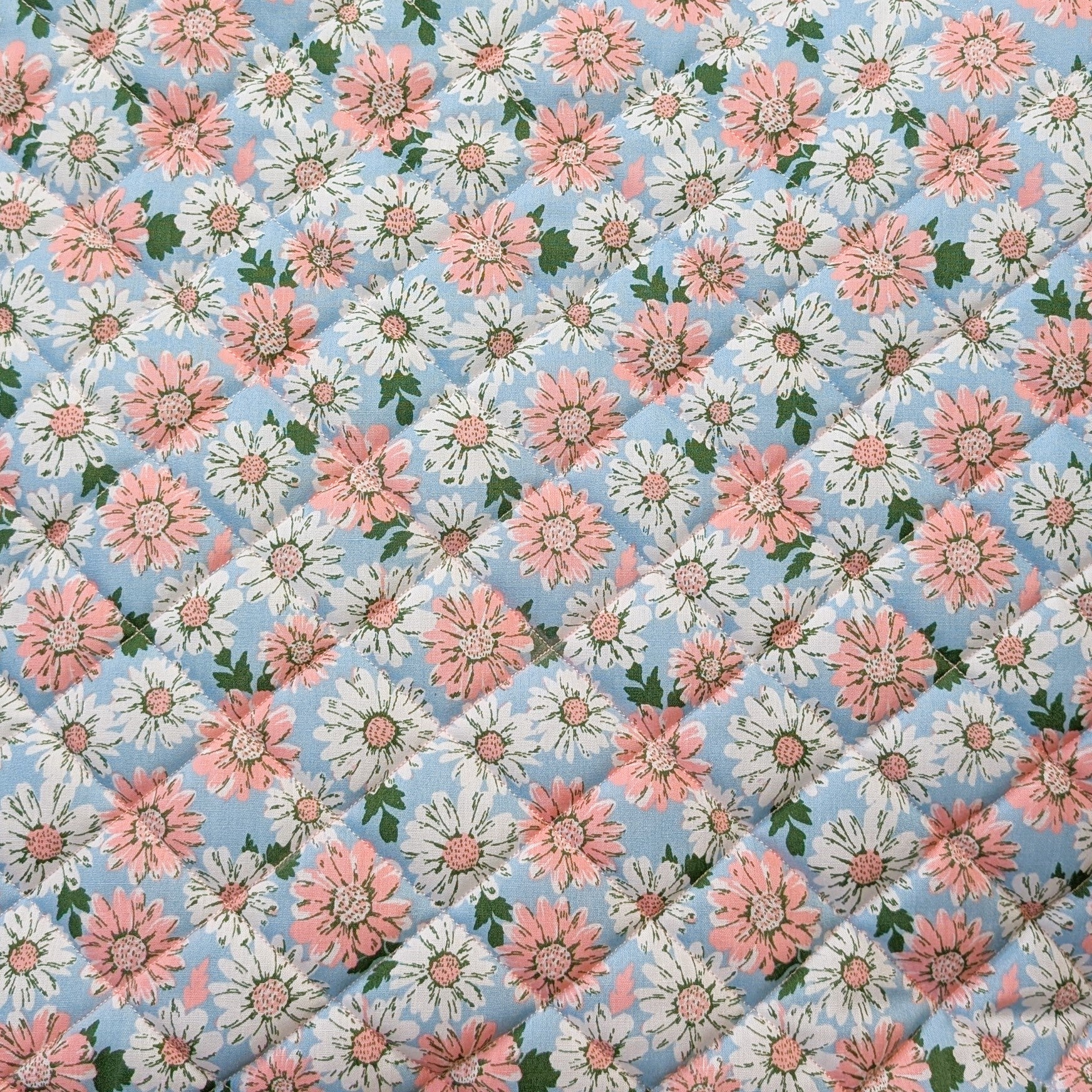 Blue Daisy Quilted Pouch