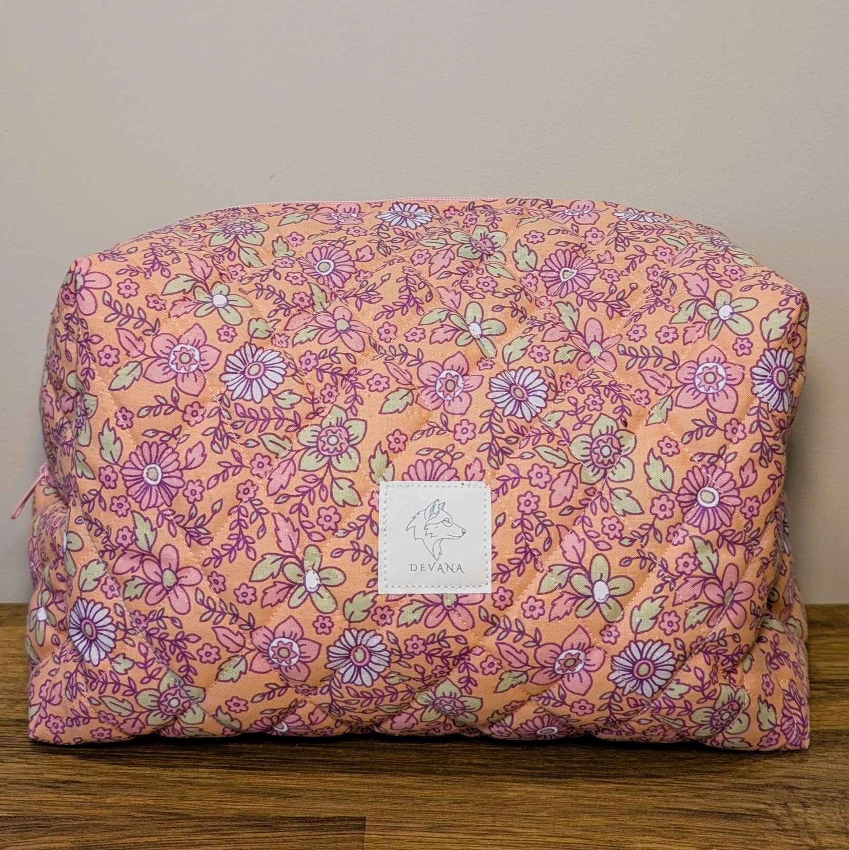 Peach Meadow Quilted Pouch