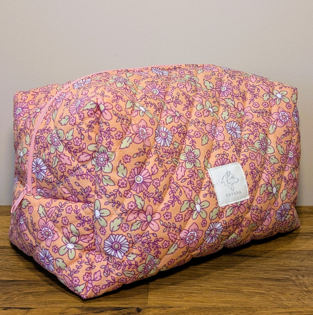 Peach Meadow Quilted Pouch