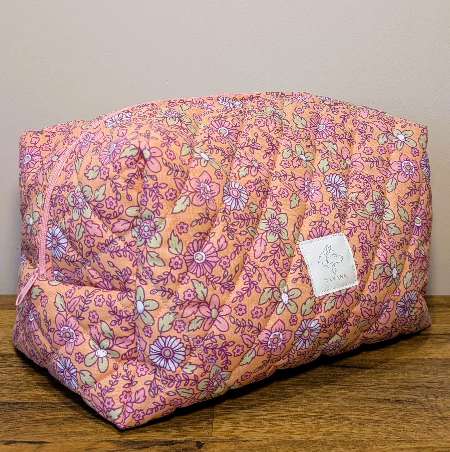 Peach Meadow Quilted Pouch