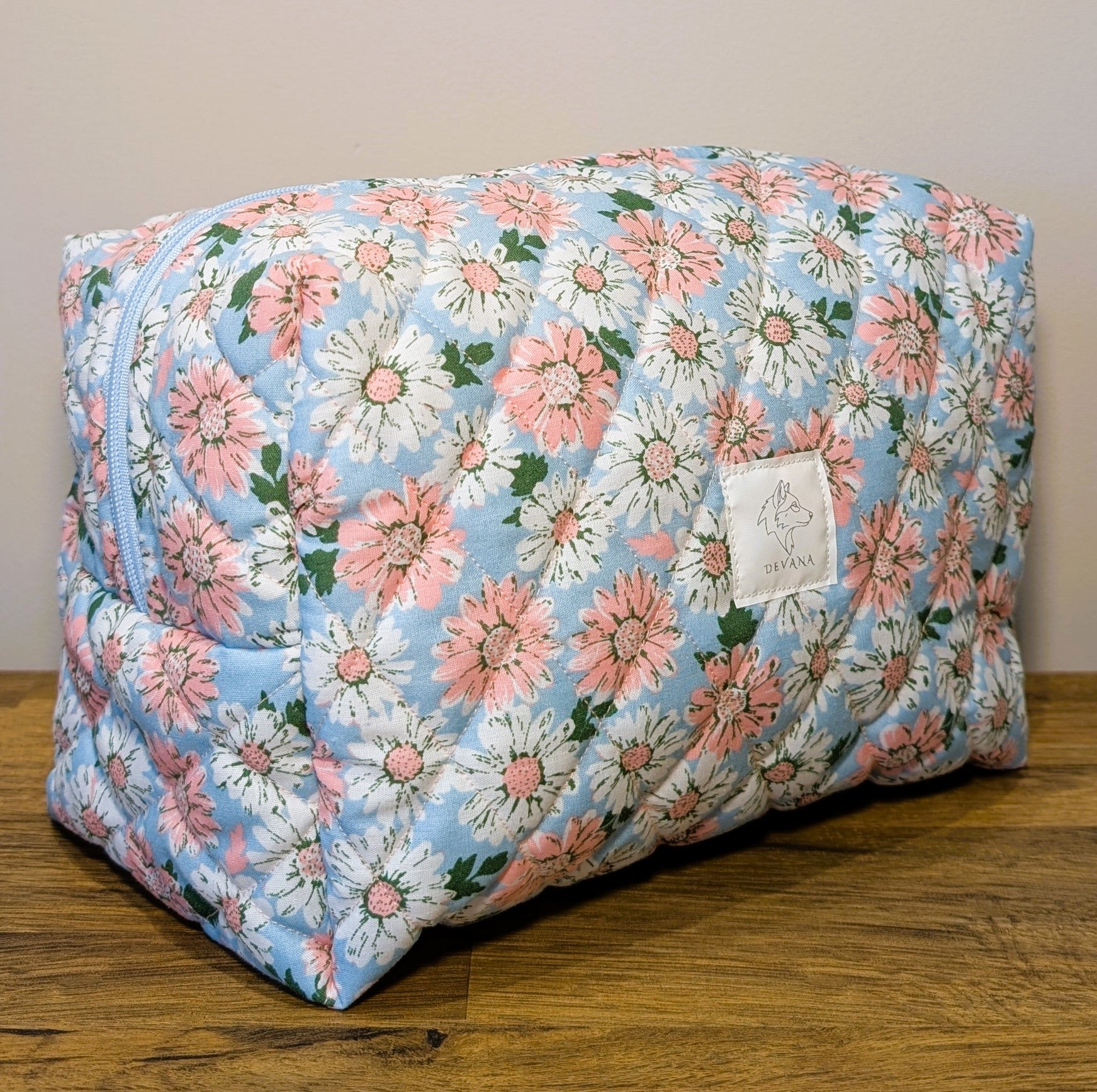 Blue Daisy Quilted Pouch