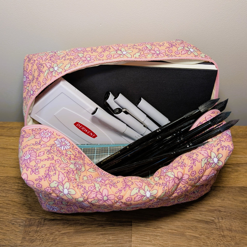 Peach Meadow Quilted Pouch