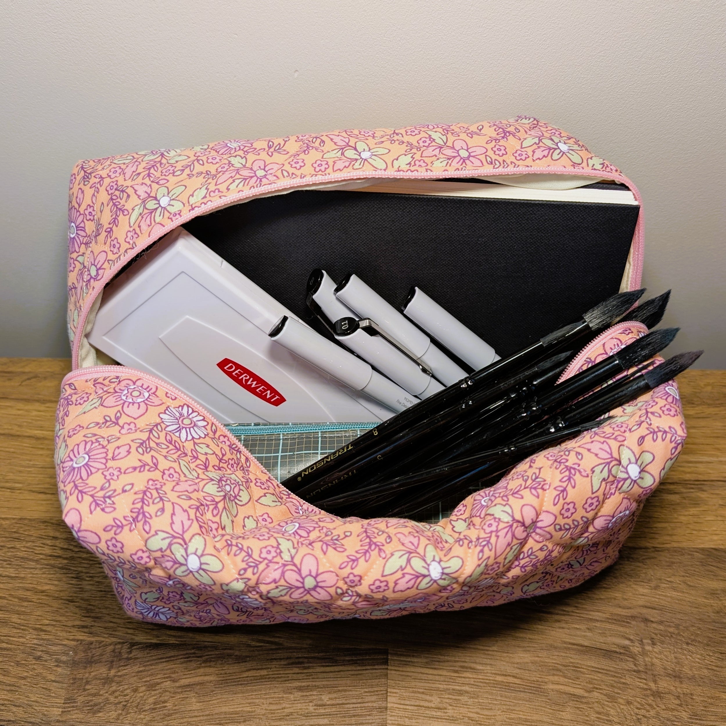 Peach Meadow Quilted Pouch