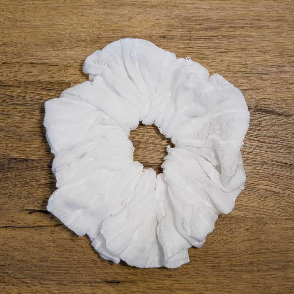 White Textured Scrunchie