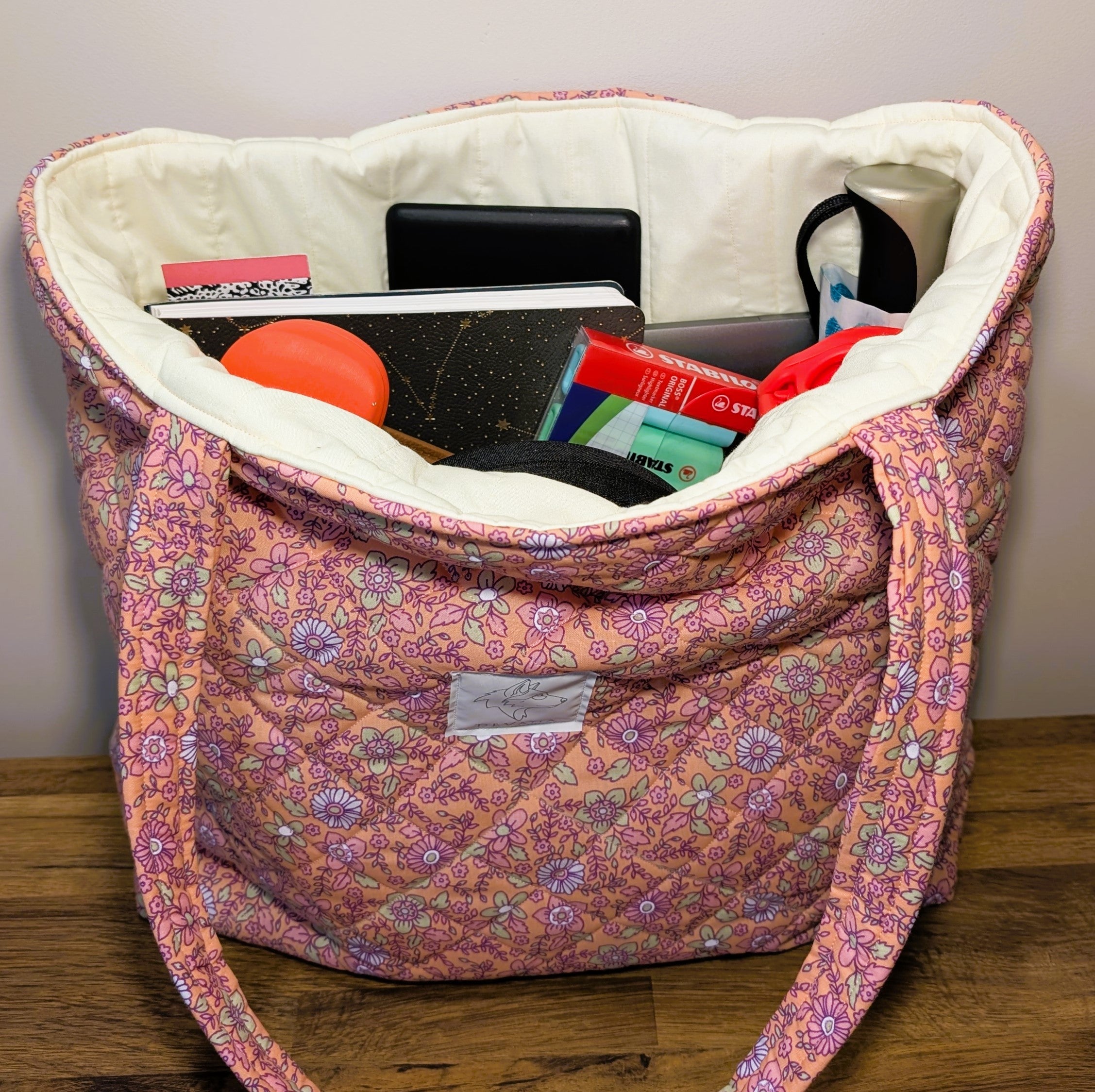 Peach Meadow Quilted Tote Bag